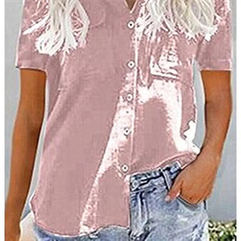 Women's ort Sve ket irt Slim Fit Elastic Fiber Pure Color Splice Design Summer Faion Ladies' Clothing