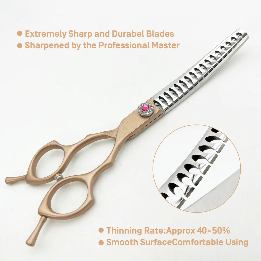 7inch Dog Curved Chunkers Shears Curved Thinning Shears Stainless Steel Dog Grooming Curved Scissors Special Designed For Pet
