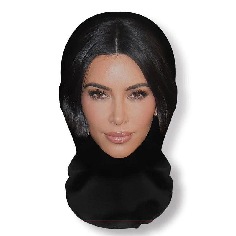 New 3D Printed Kanye Mask Elastic Mesh Full Face Mask Cosplay Headwear For Men Women  Party Simulation Fashion Hat Headgear