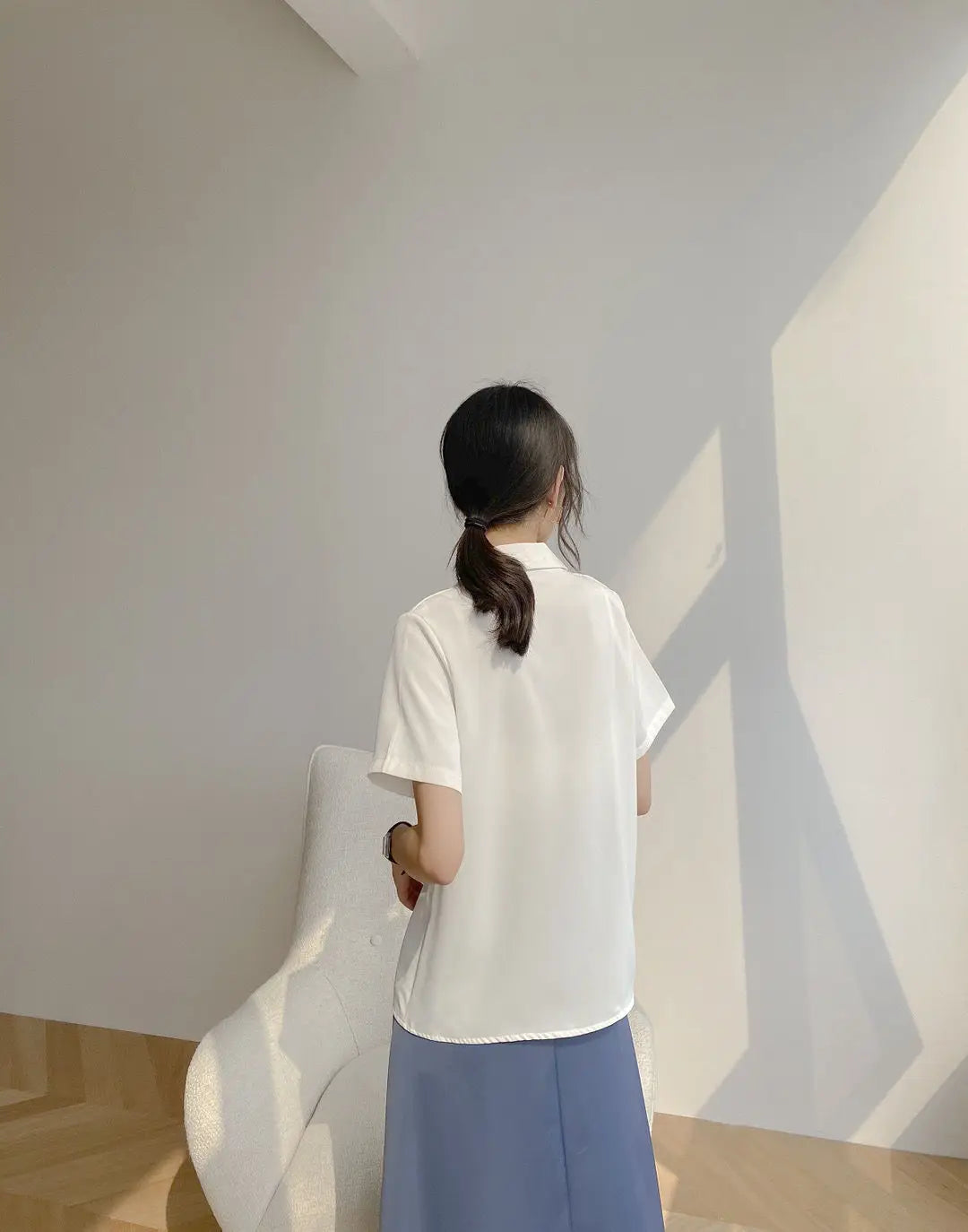 Women Summer Chiffon Blouse Elegant Short Sleeve V Neck Loose Shirt Casual Solid Korean Chic Simple Tops Female Tunic Blusas