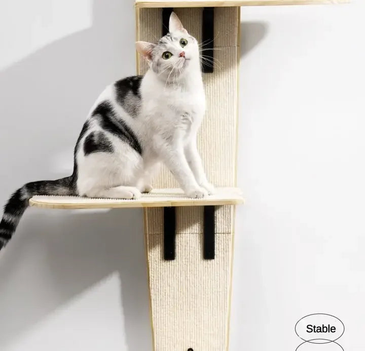 4-Levels Versatile Cat Climber Shelves Wooden Vertical Cats Board Shelf Hanging On Door Steady Cat Tree Tower cat Climbing Frame