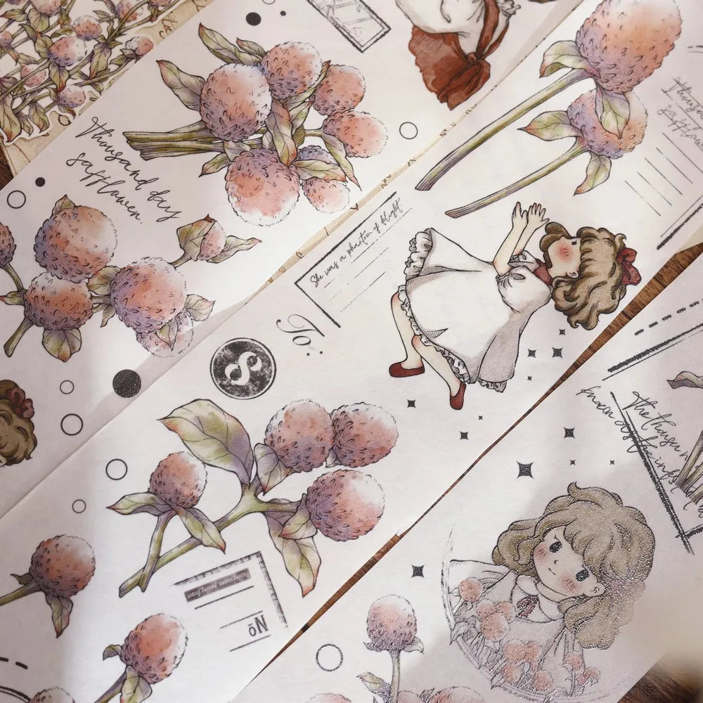 Under The Moonlight Light Retro Rose Washi Masking PET Tape