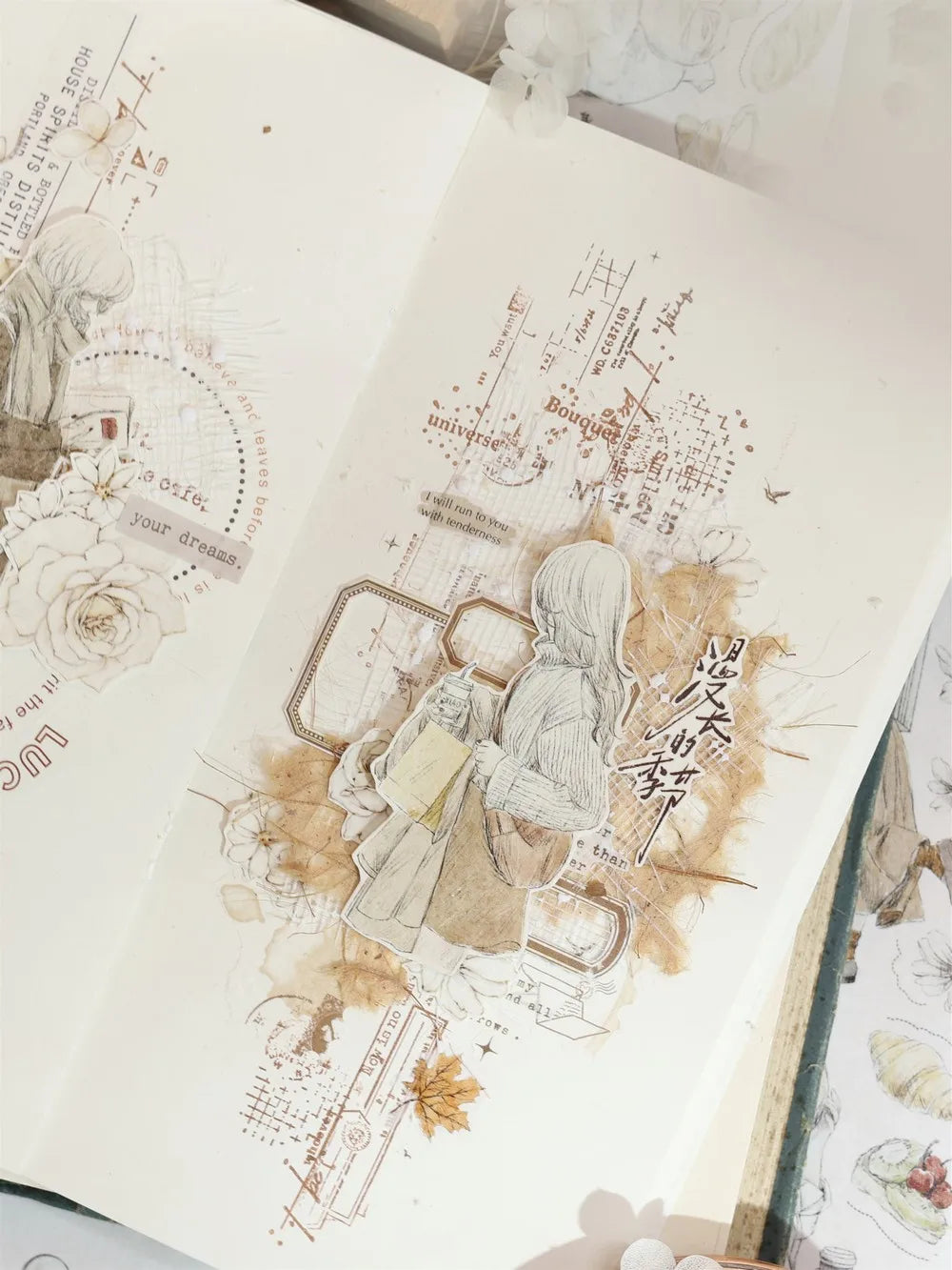 Under The Moonlight Light Retro Rose Washi Masking PET Tape