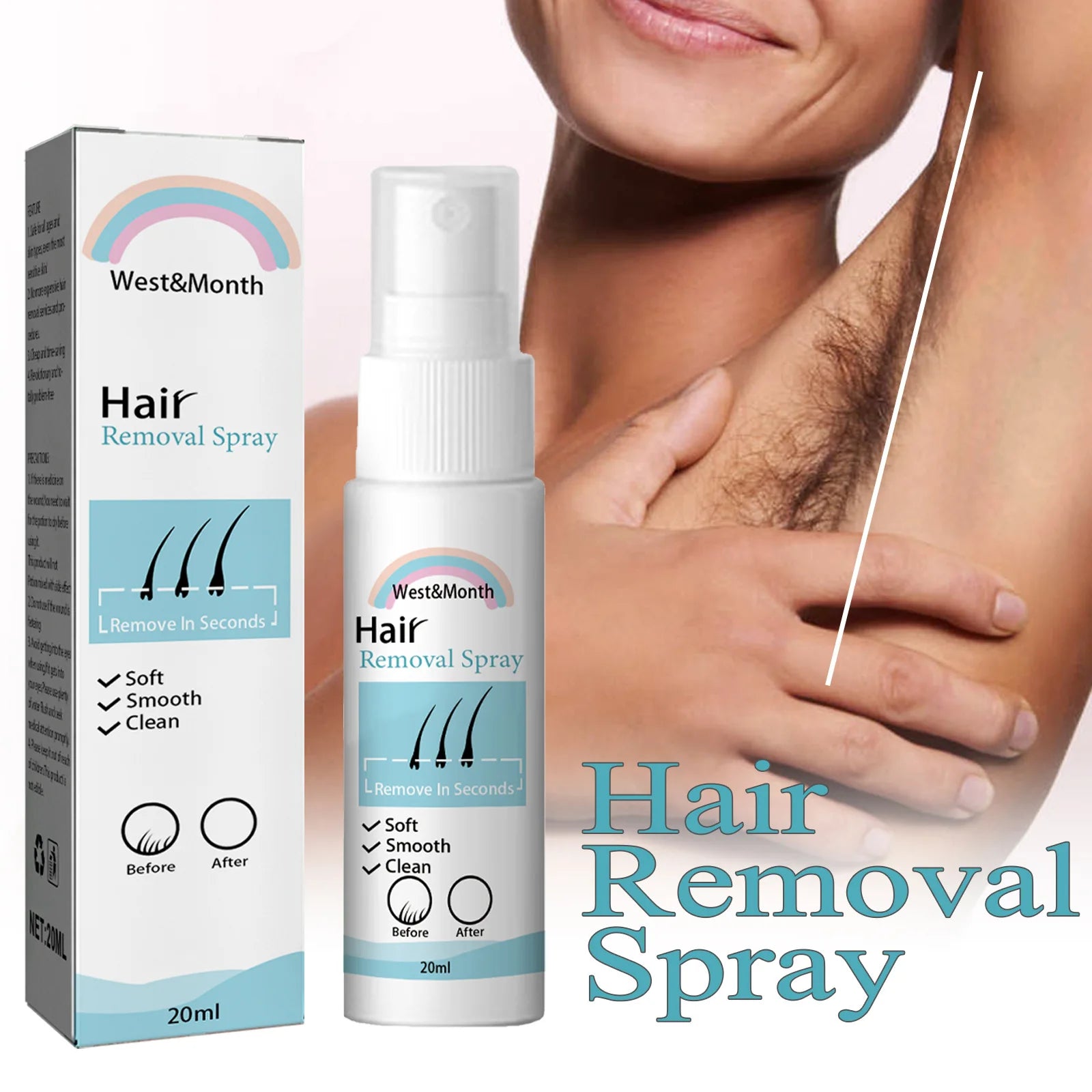 Permanent Hair Removal Spray Hair Growth Inhibitor Natural Painless Depilatory Cream Body Armpit Private Parts Hair Remover 20ml