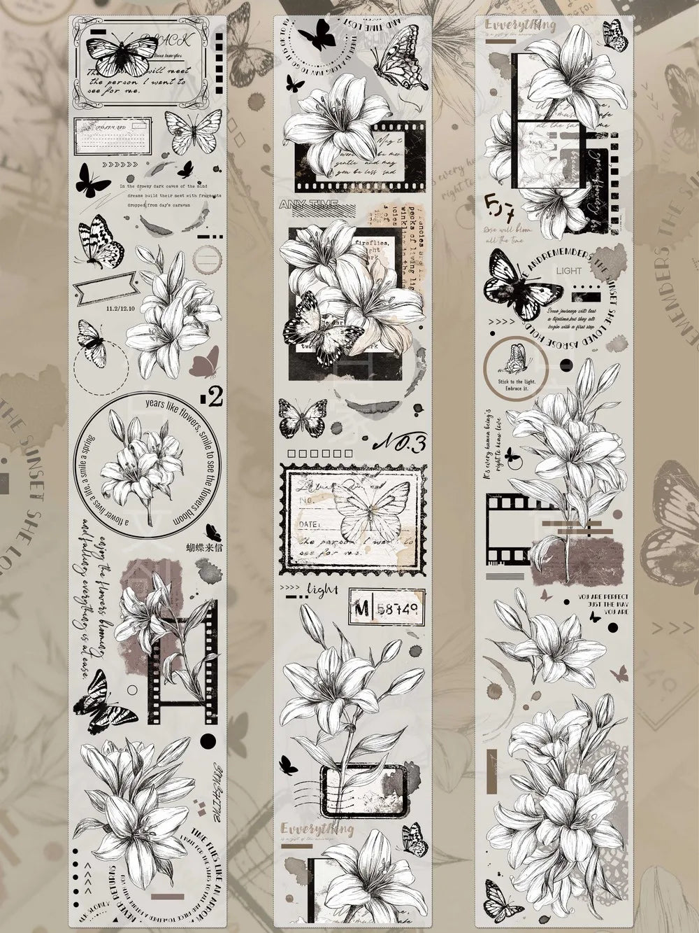 Under The Moonlight Light Retro Rose Washi Masking PET Tape