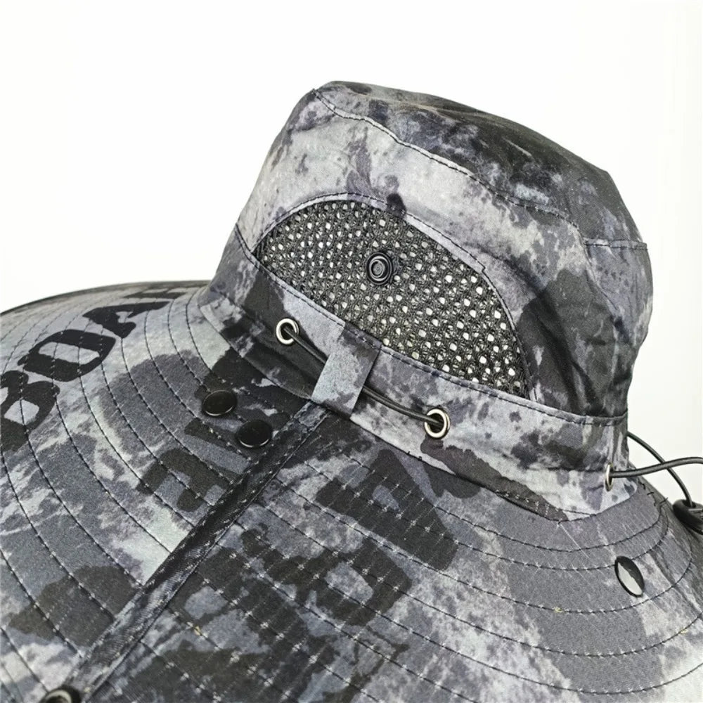 Anti-UV Wide Brim Sun Hat With Face Mask Adjustable Agricultural Work Hat Outing Hiking Fisherman Hat Breathable Beach Bucket