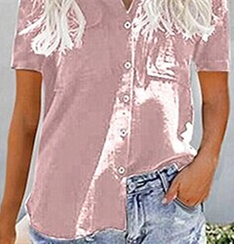 Women's ort Sve ket irt Slim Fit Elastic Fiber Pure Color Splice Design Summer Faion Ladies' Clothing