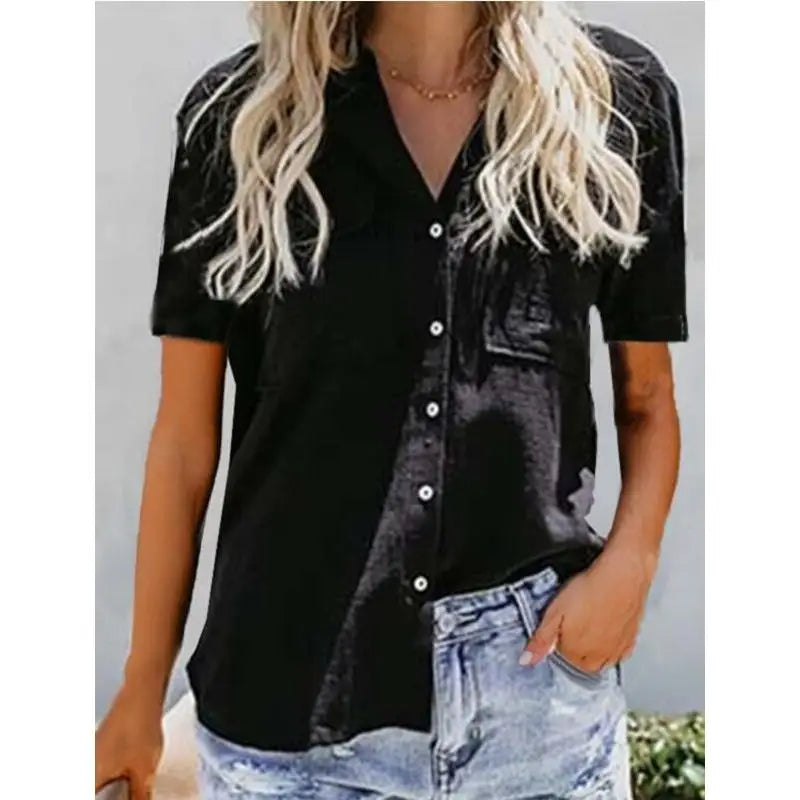 Women's ort Sve ket irt Slim Fit Elastic Fiber Pure Color Splice Design Summer Faion Ladies' Clothing