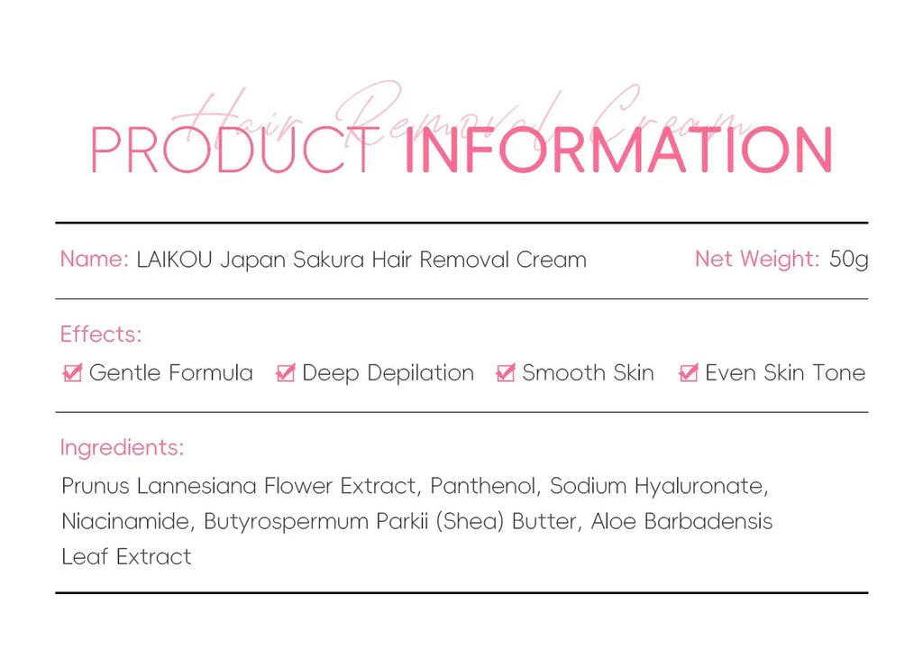 LAIKOU Sakura Hair Removal Cream Fast Painless Hair Growth Inhibitor Arm Armpit Legs Intimate Areas for Men Woman 50g