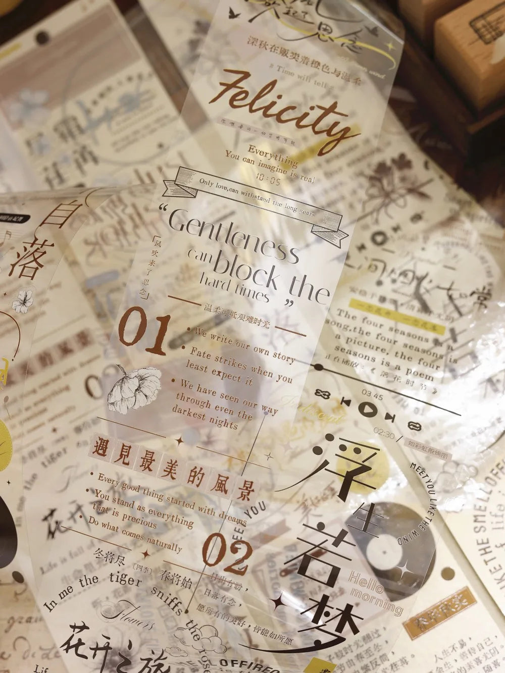 Under The Moonlight Light Retro Rose Washi Masking PET Tape