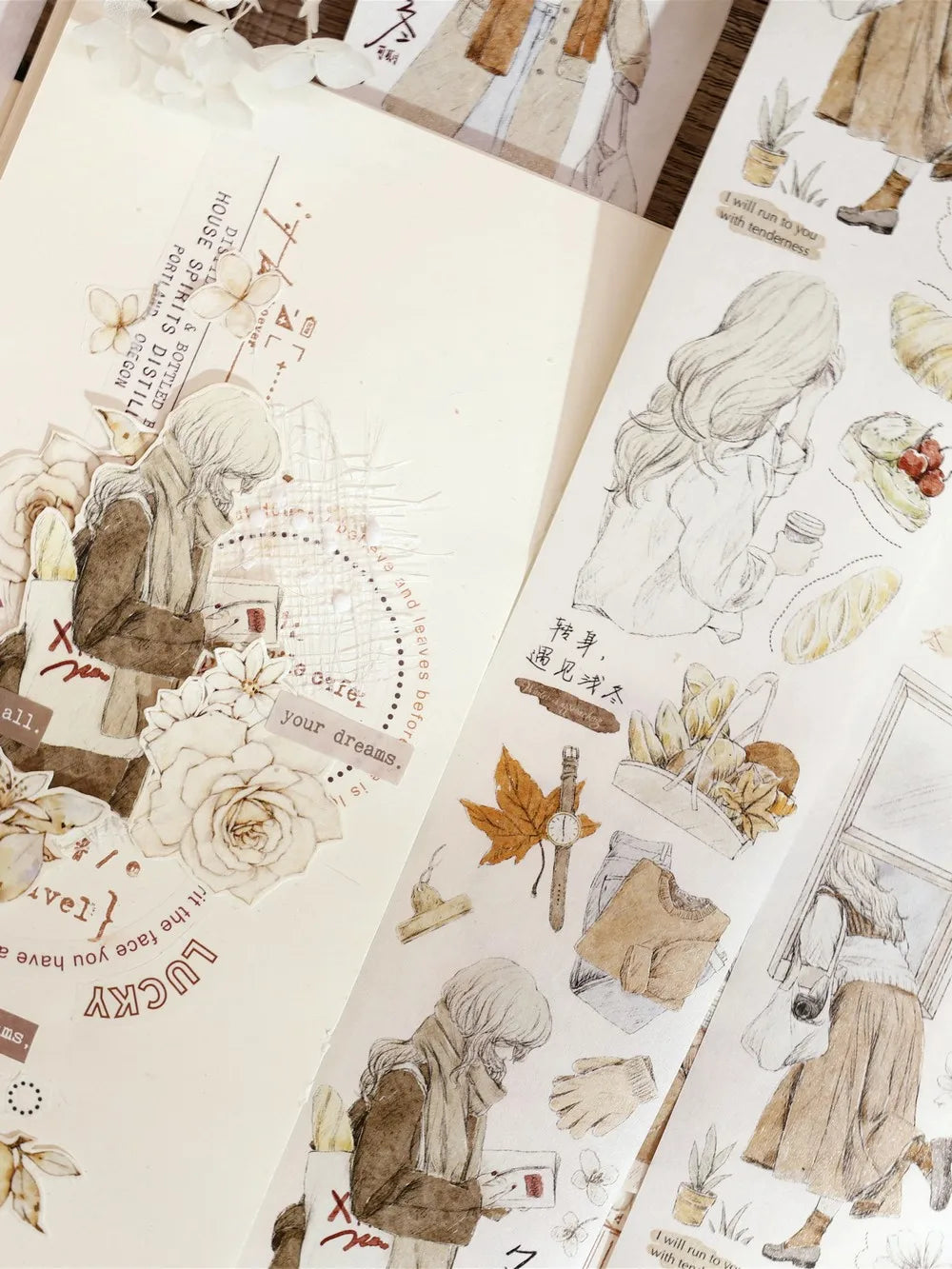 Under The Moonlight Light Retro Rose Washi Masking PET Tape