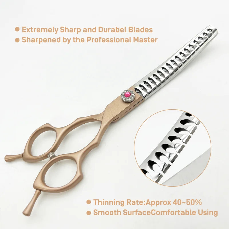7inch Dog Curved Chunkers Shears Curved Thinning Shears Stainless Steel Dog Grooming Curved Scissors Special Designed For Pet
