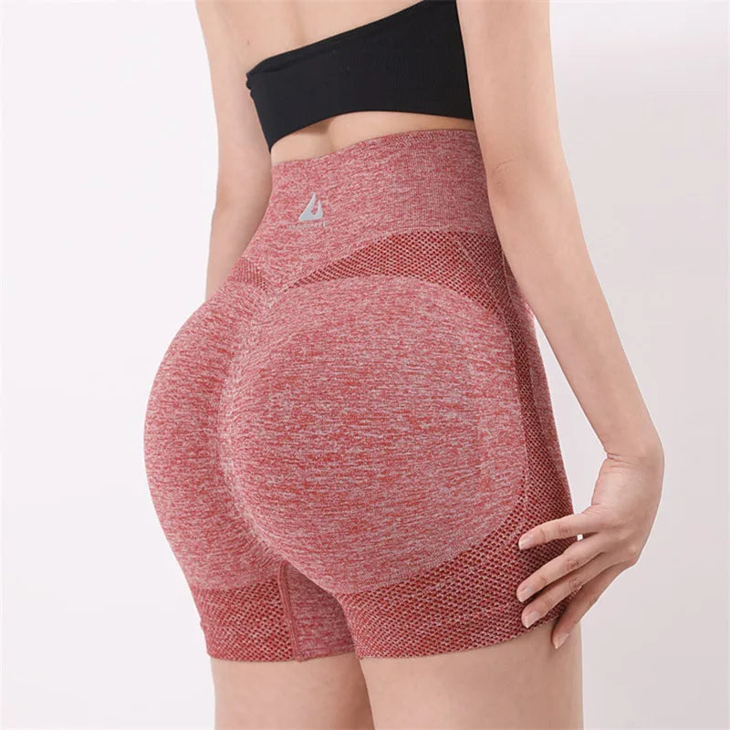 1PC Women High Waisted Yoga Shorts Fashionable and Sexy Running Fitness Pants Solid Color Yoga Leggings