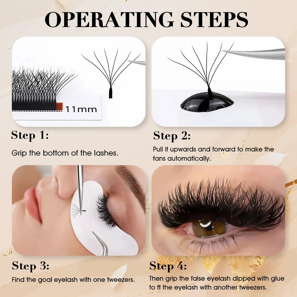 MASSCAKU 3D 4D 5D 6D 7D 8D 10D W Shaped Eyelash Natural Soft Lightweight Individual W Style Premade Fans Eyelashes Extensions