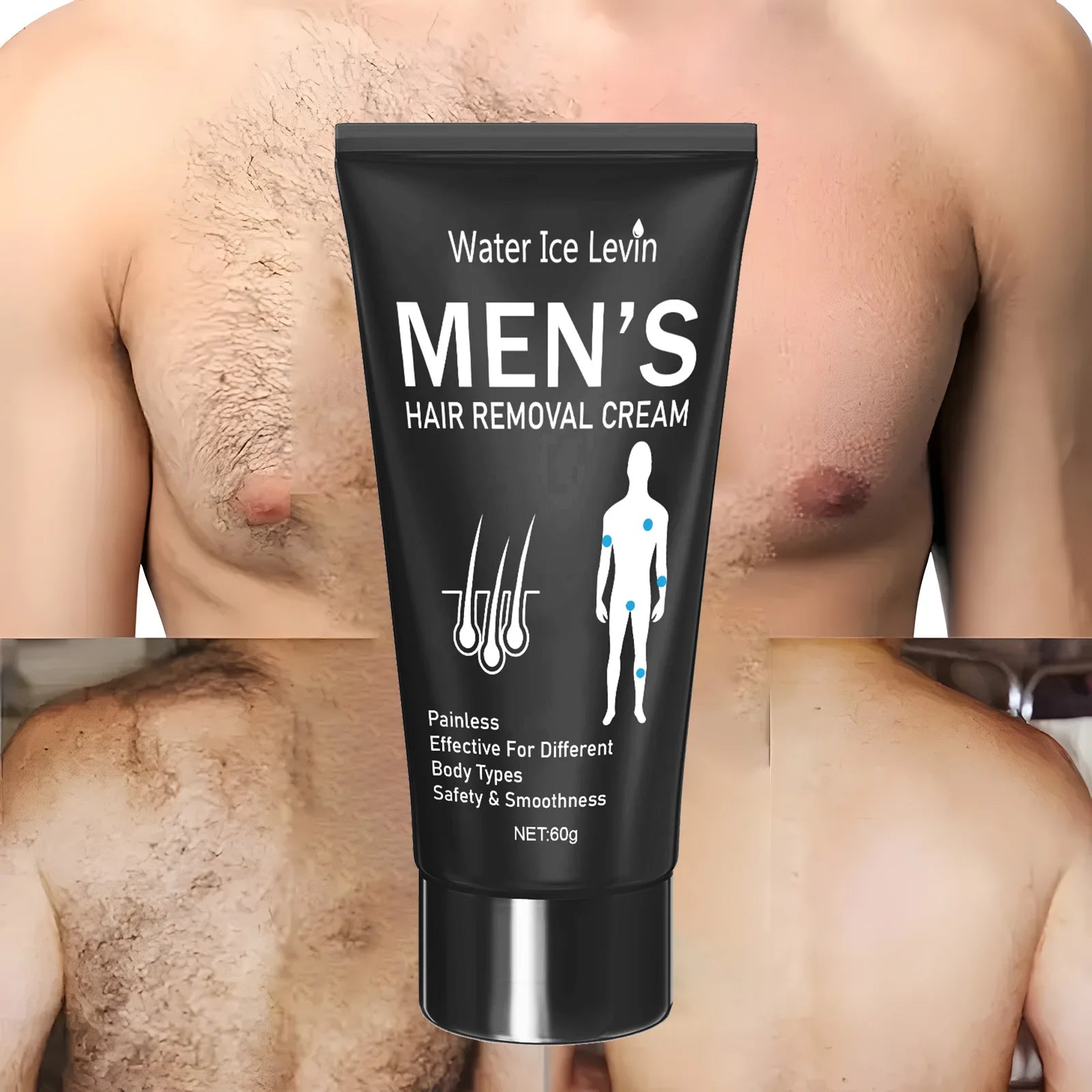 60g Hair Removal Cream for Men and Women, Painless, Quickly, Completely, Smooth and Refreshing, Reshaping Confidence, Enjoy Silky Skin