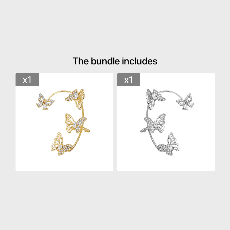 Women'S Elegant Butterfly Ear Cuffs - No-Piercing Ear Hooks, Synthetic Gemstone Accents, Everyday & Formal Jewelry for Parties, Weddings, Everyday Outfits - Non-Piercing Ear Clips for Sensitive Light Beige, Party Accessories,